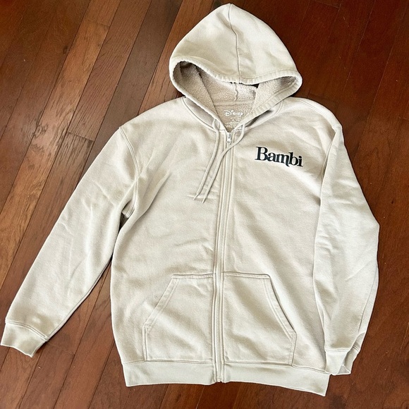 Disney Bambi Forest Friends Hoodie Size Medium Light Brown full zip pockets soft - Picture 6 of 10